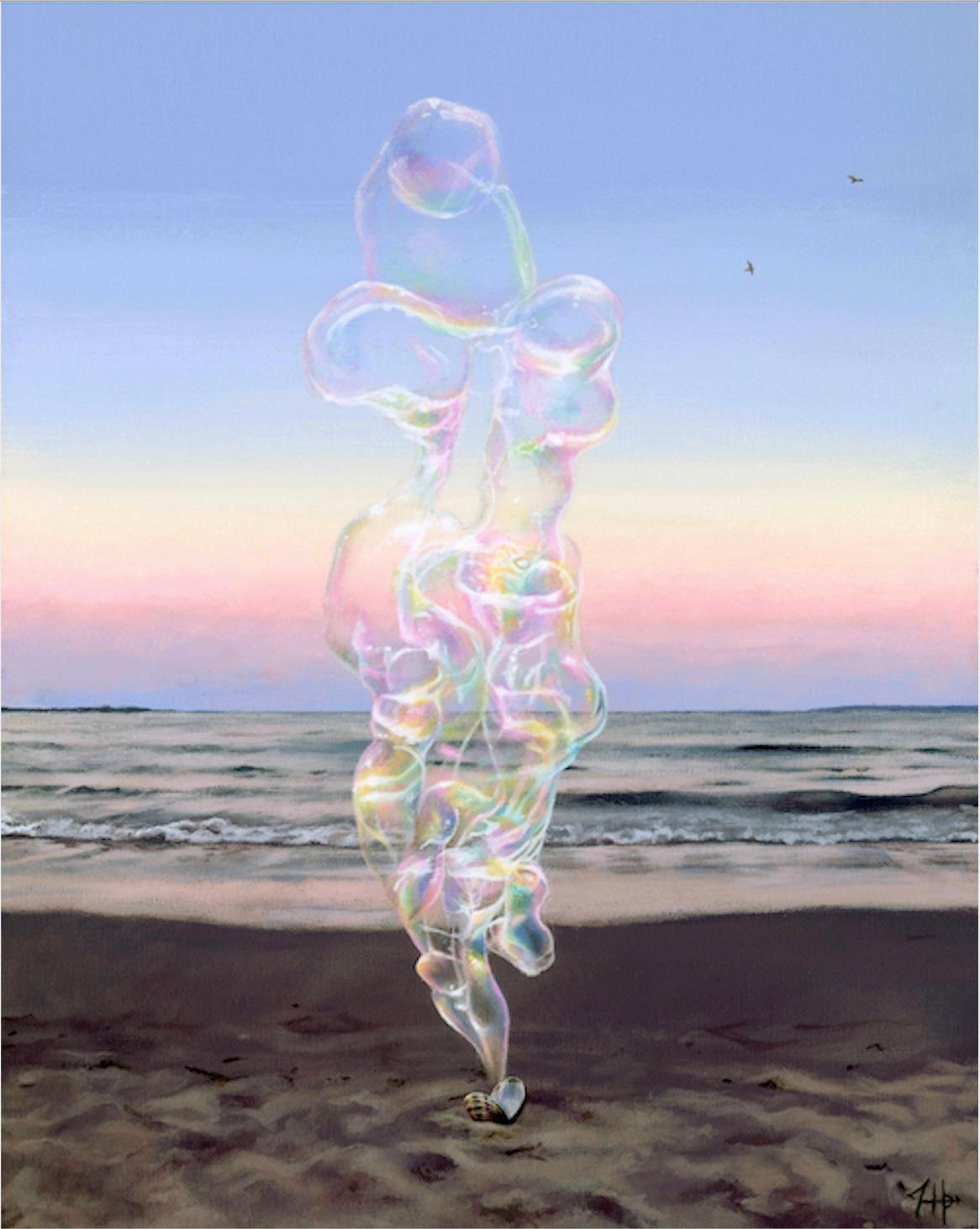 Djinn- Originale paesaggio marino contemporaneo pittura surrealista- arte moderna
