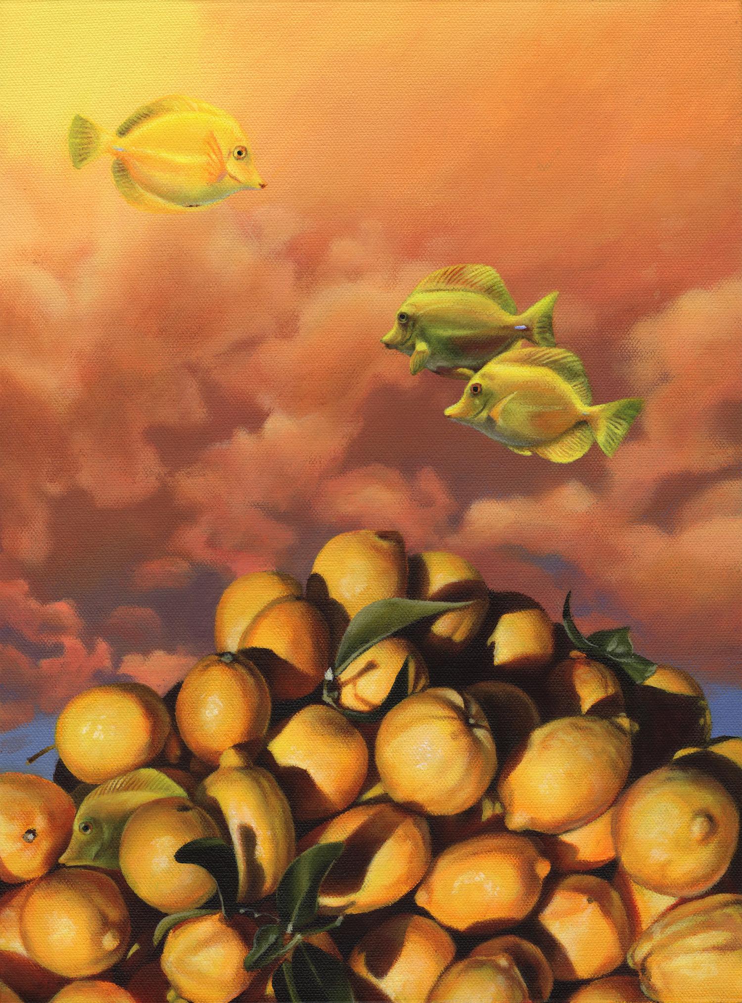 Lemon Tang-Pittura originale di agrumi selvatici-moderno surrealista-arte contemporanea