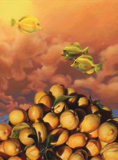 Lemon Tang-Original citrus wildlife painting-modern surrealist contemporary art