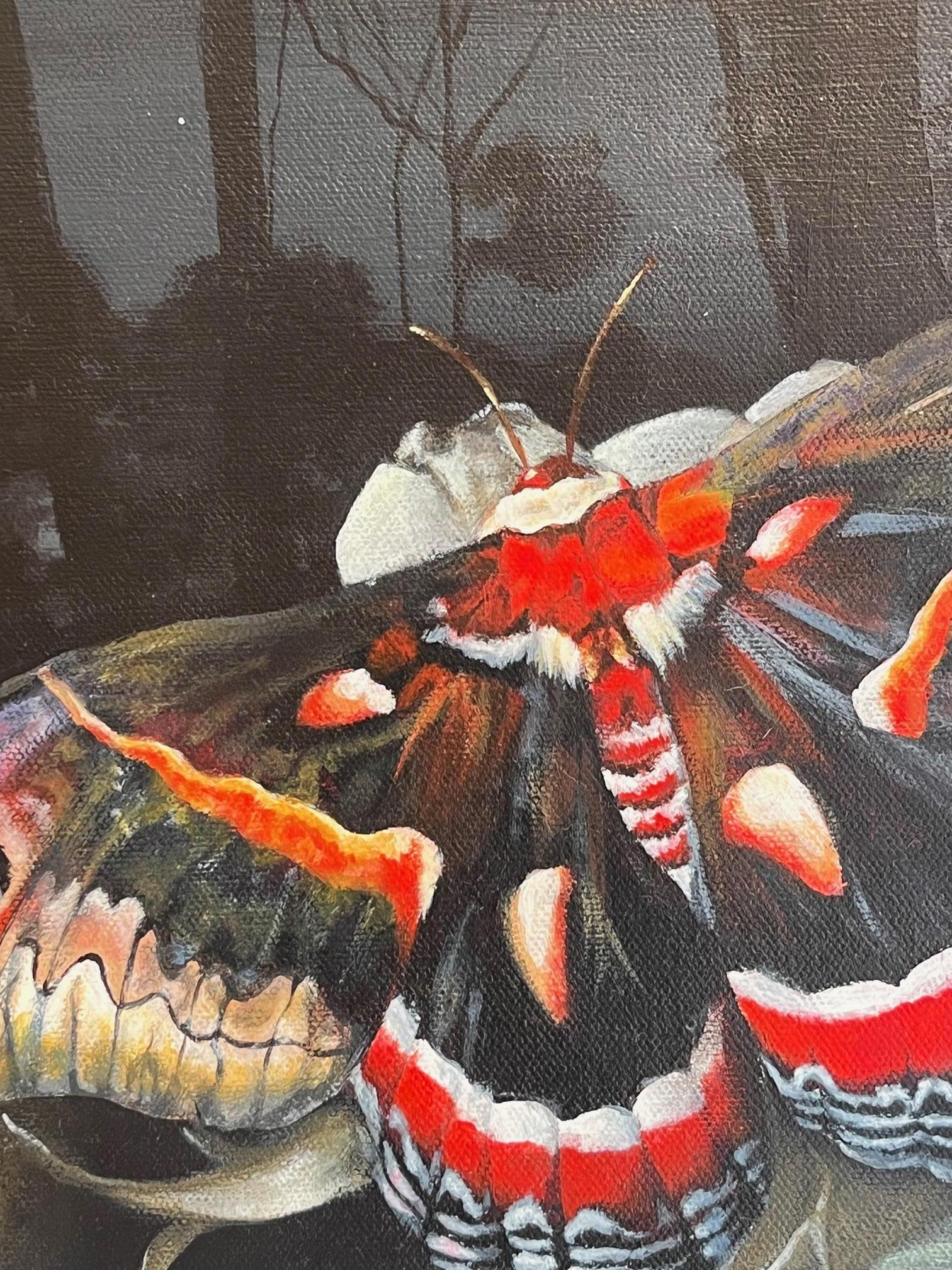 Some Night in Spring- Original floral wildlife painting-modern surrealistic art For Sale 1
