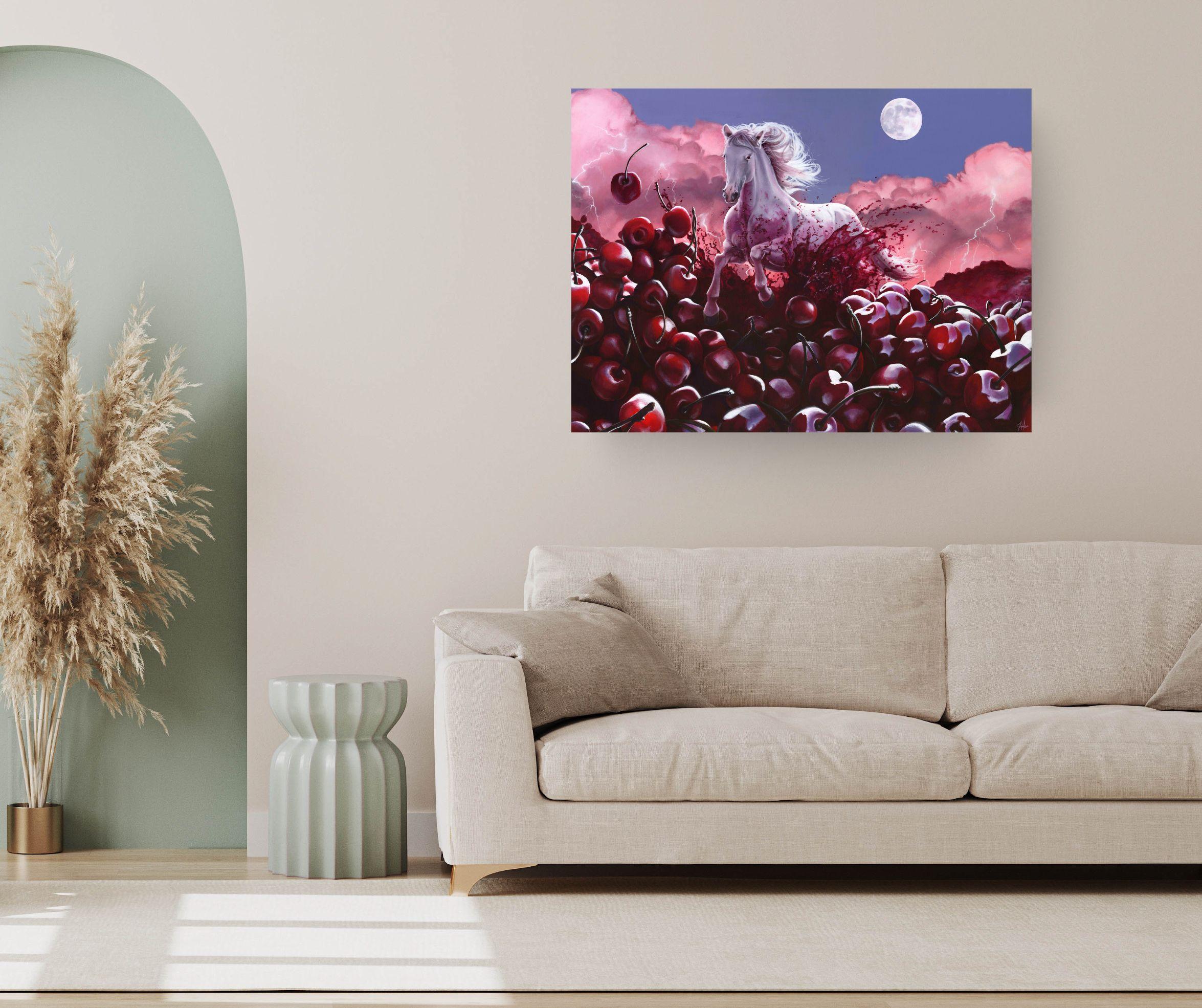 Splash - original surrealismus wildlife zeitgenössische kunst - pferd gemälde zu verkaufen – Painting von Hallie Packard