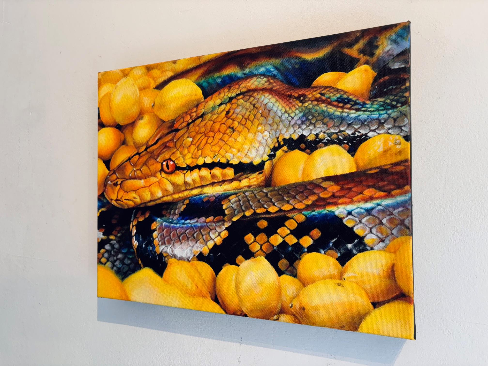 Sssour - Original Zitrusfrüchte Wildnis Malerei - moderne surrealistische Contemporary Art (Surrealismus), Painting, von Hallie Packard