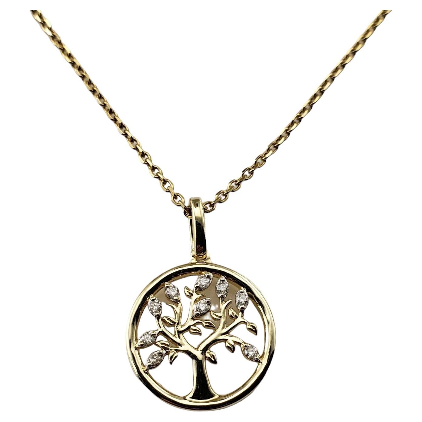 Hallmark 10K Yellow Gold Diamond Tree of Life Pendant Necklace #16043 For Sale