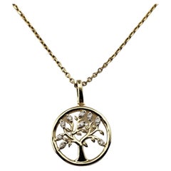 Hallmark 10K Yellow Gold Diamond Tree of Life Pendant Necklace #16043