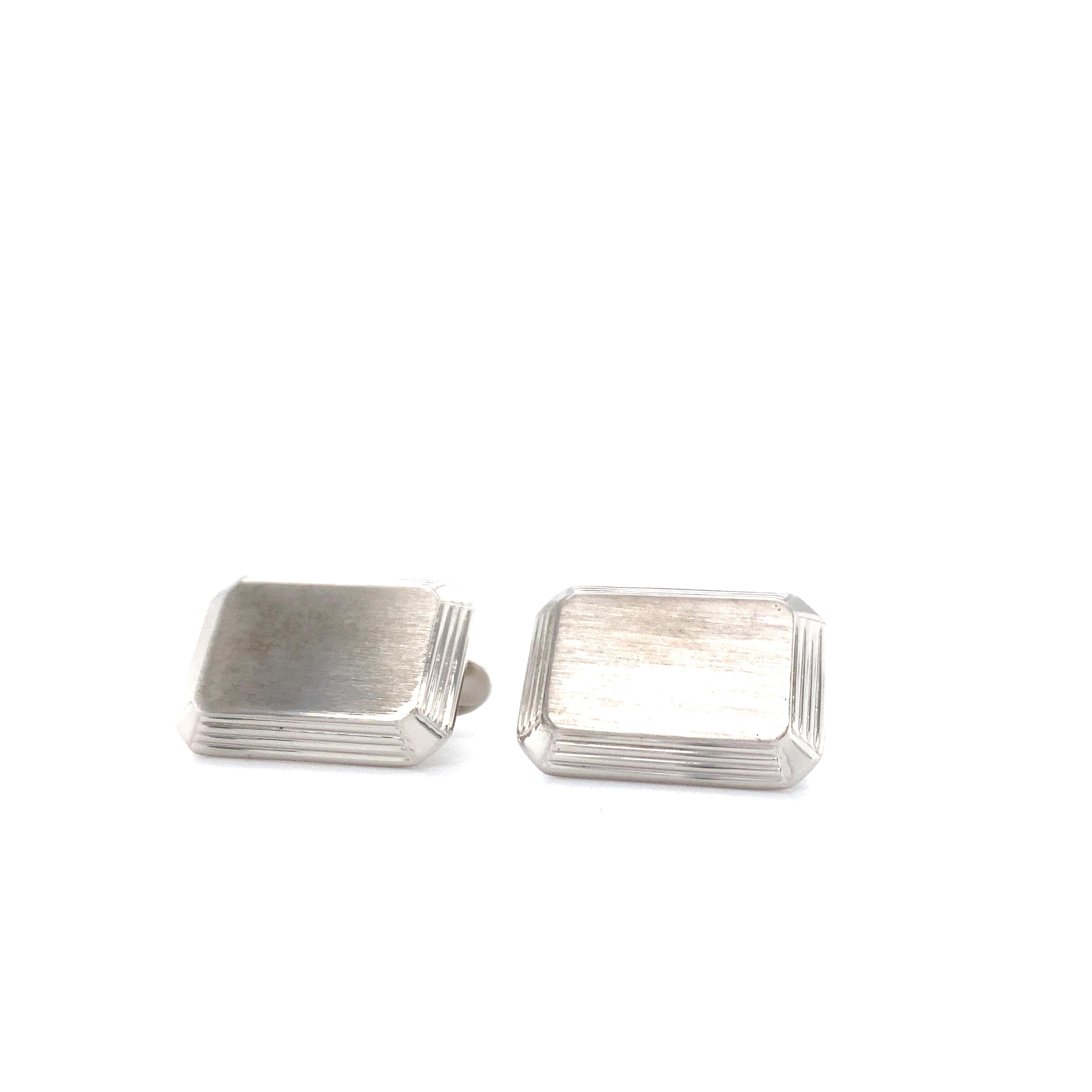 Hallmark Manschettenknöpfe aus Silber, rechteckiger 14 mm x 20 mm im Angebot 2