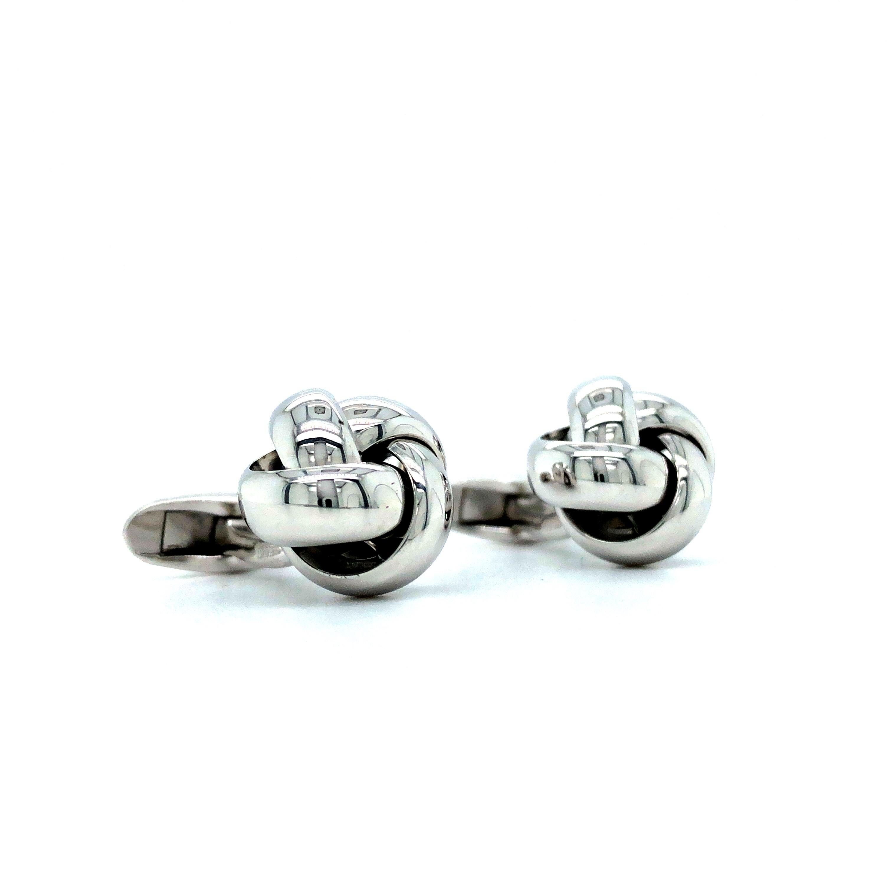 Hallmark Knoten Manschettenknöpfe in Silber im Angebot 1
