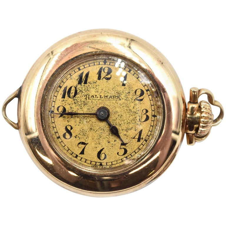 Hallmark yellow gold Vintage mechanical wind Pocket Watch at 1stDibs