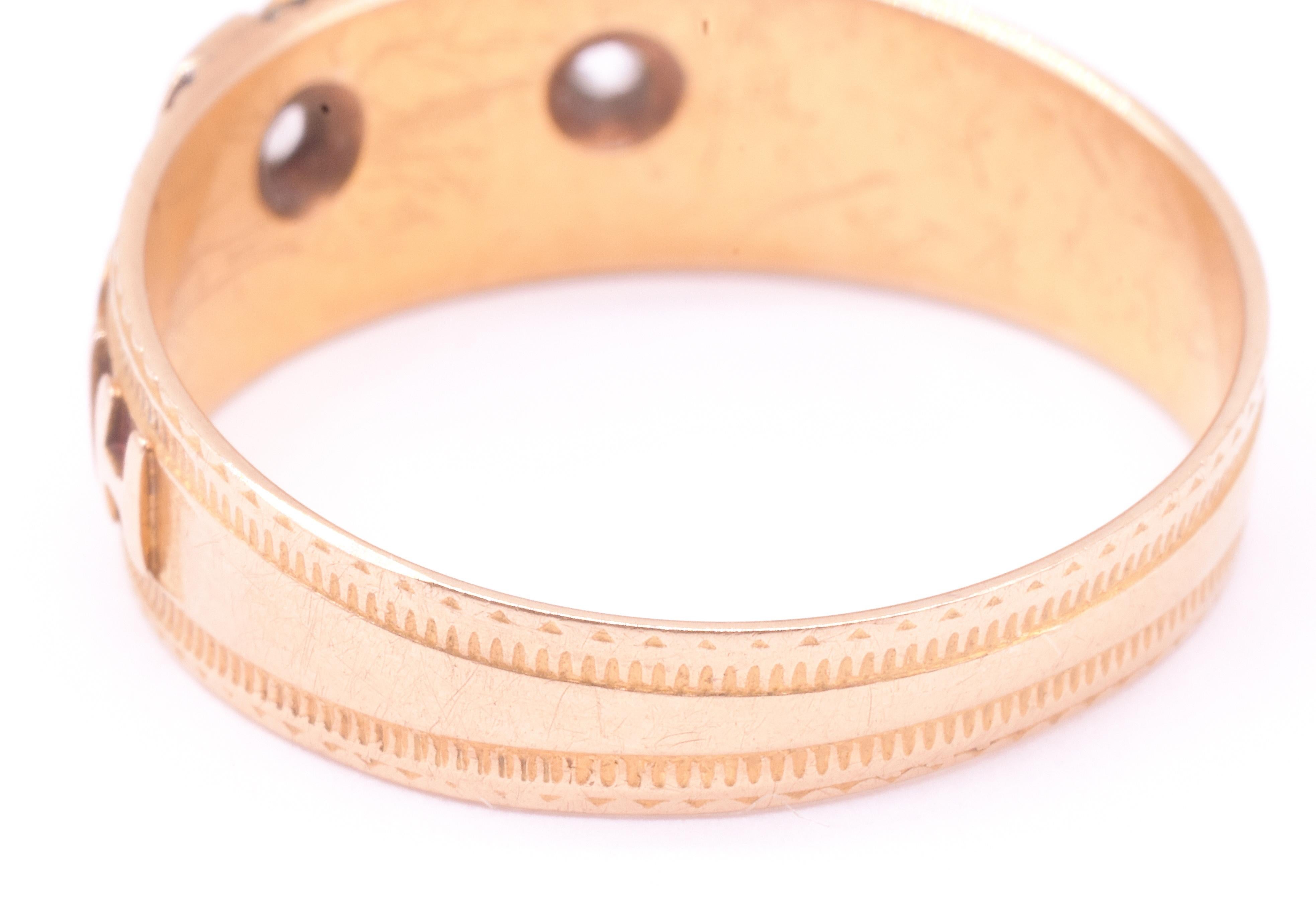 Bague Mizpah à double cœur avec diamants étoilés, poinçonnée en 1892 en vente 2