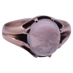 Anillo de piedra lunar "El hombre en la Luna" con sello de 1897