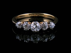 Hallmarked 18-Karat Gold, Platinum and Diamond Five-Stone Ring