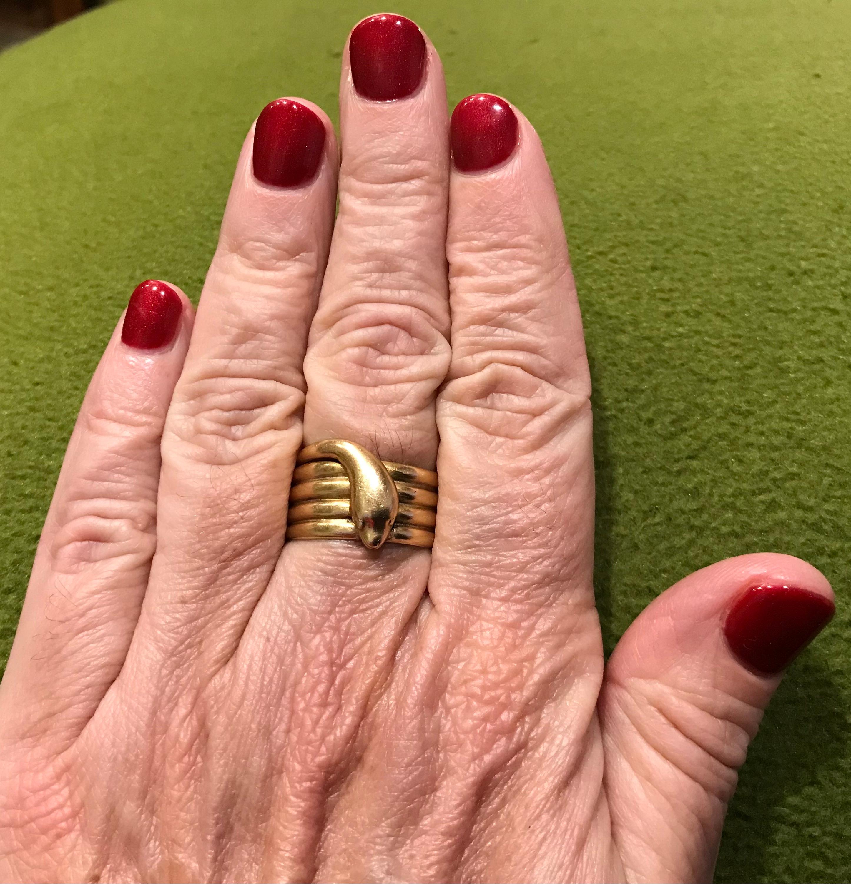 Anillo de cinco serpientes en espiral con sello de calidad de 1902 5