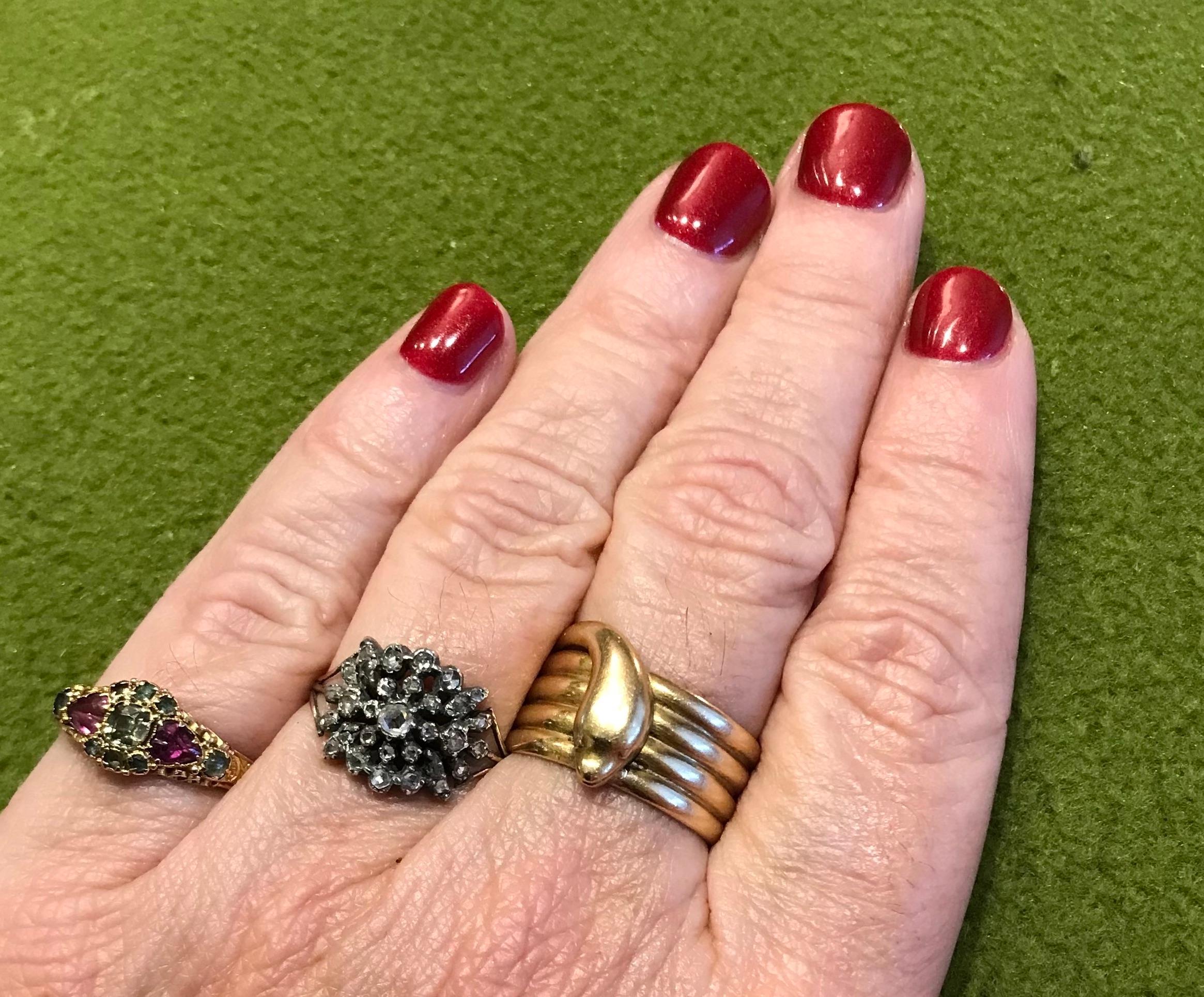 Anillo de cinco serpientes en espiral con sello de calidad de 1902 6