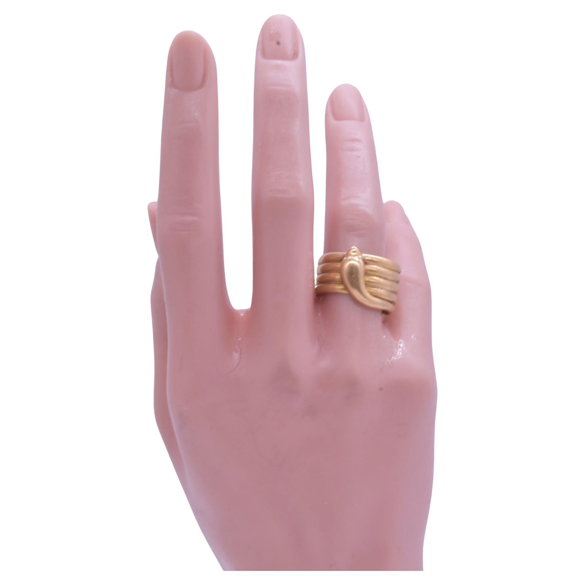 Anillo de cinco serpientes en espiral con sello de calidad de 1902 Victoriano