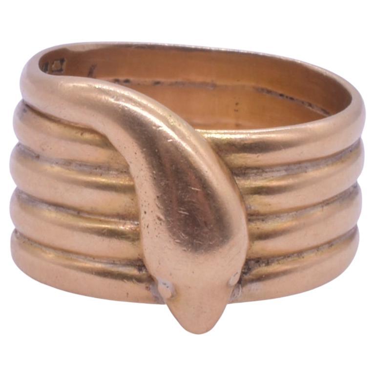 Anillo de cinco serpientes en espiral con sello de calidad de 1902 en Excelente Estado en Baltimore, MD