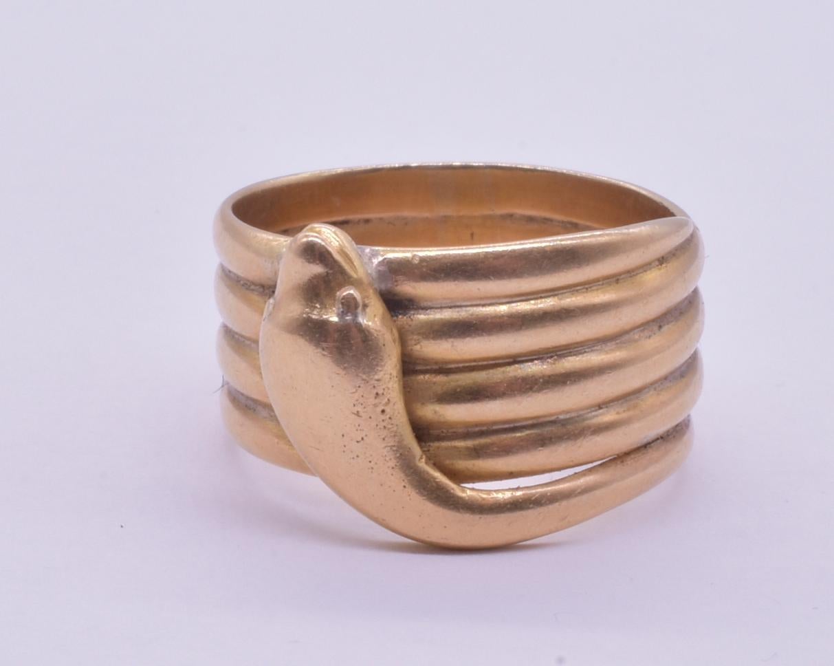 Anillo de cinco serpientes en espiral con sello de calidad de 1902 1