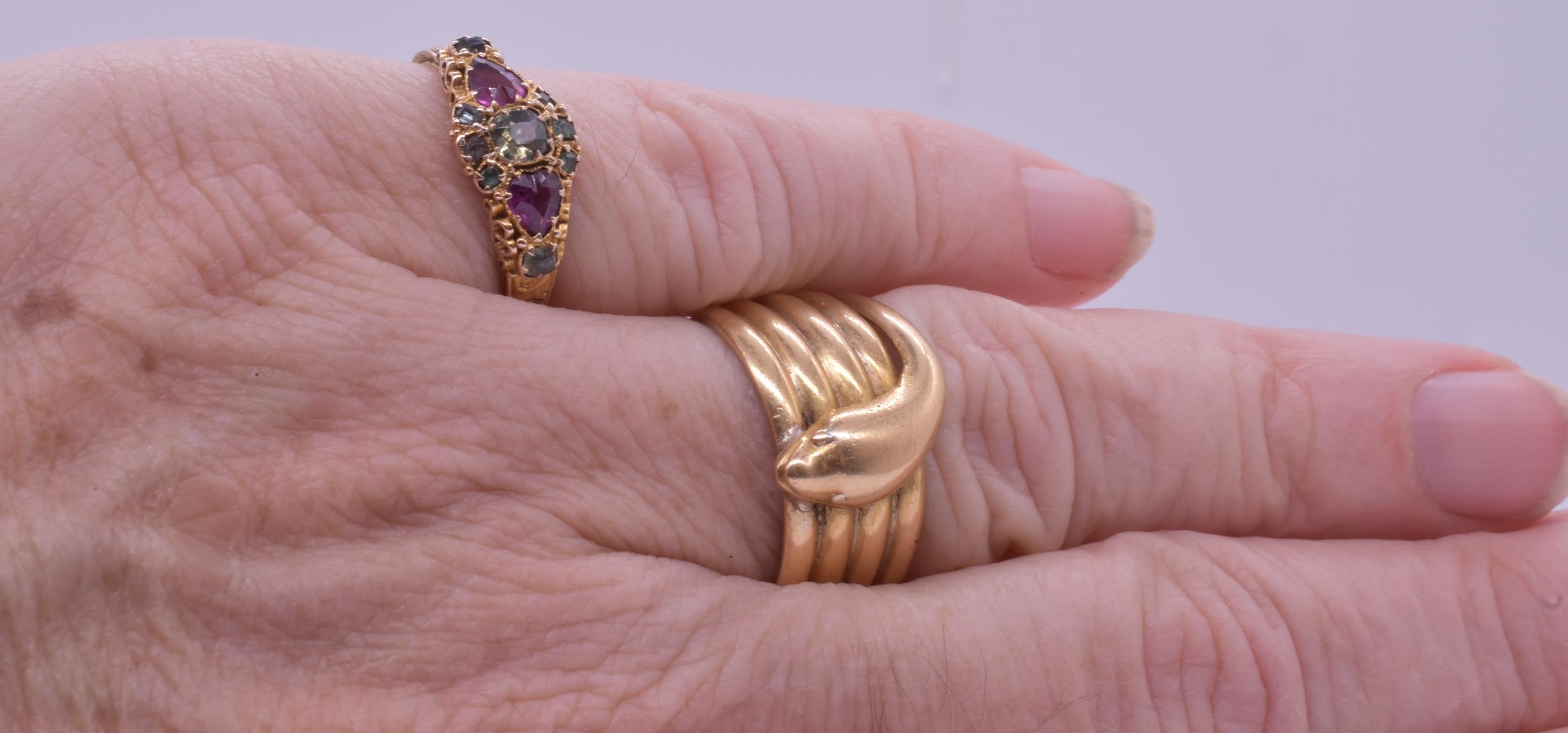 Anillo de cinco serpientes en espiral con sello de calidad de 1902 3