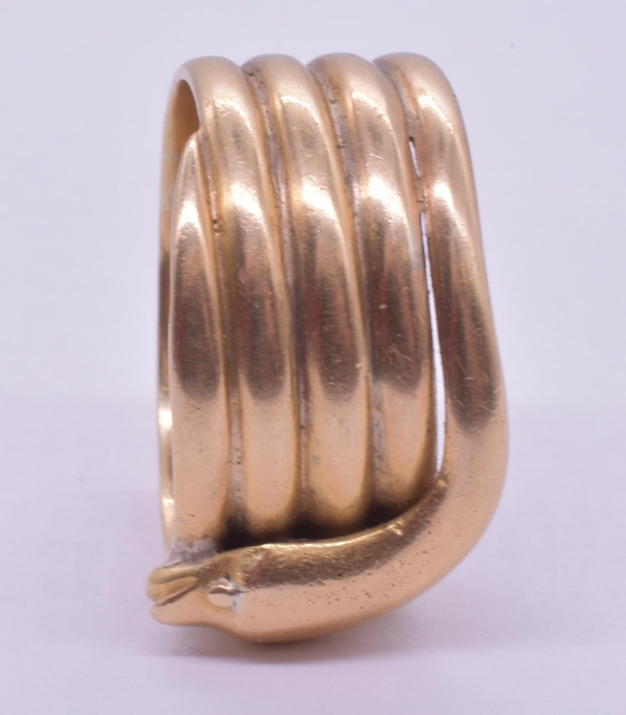 Anillo de cinco serpientes en espiral con sello de calidad de 1902 4