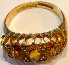 Hallmarked 1907 Birmingham 18K Five Stone Citrine Ring