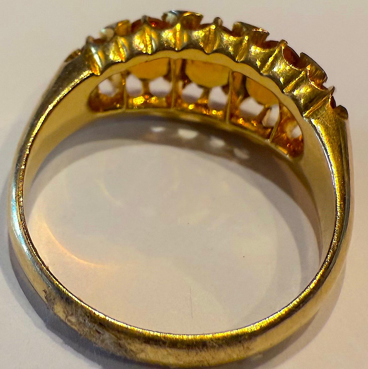 da uomo o donna Anello a cinque pietre di citrino con marchio 1907 Birmingham 18K in vendita