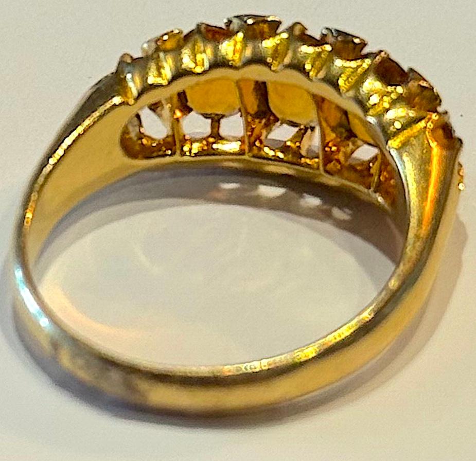 Anello a cinque pietre di citrino con marchio 1907 Birmingham 18K in vendita 1