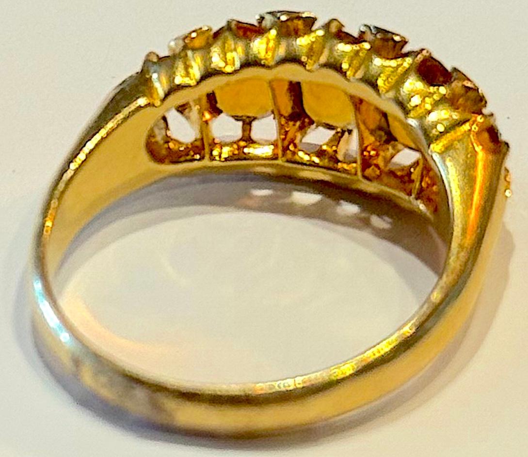 Anello a cinque pietre di citrino con marchio 1907 Birmingham 18K in vendita 2