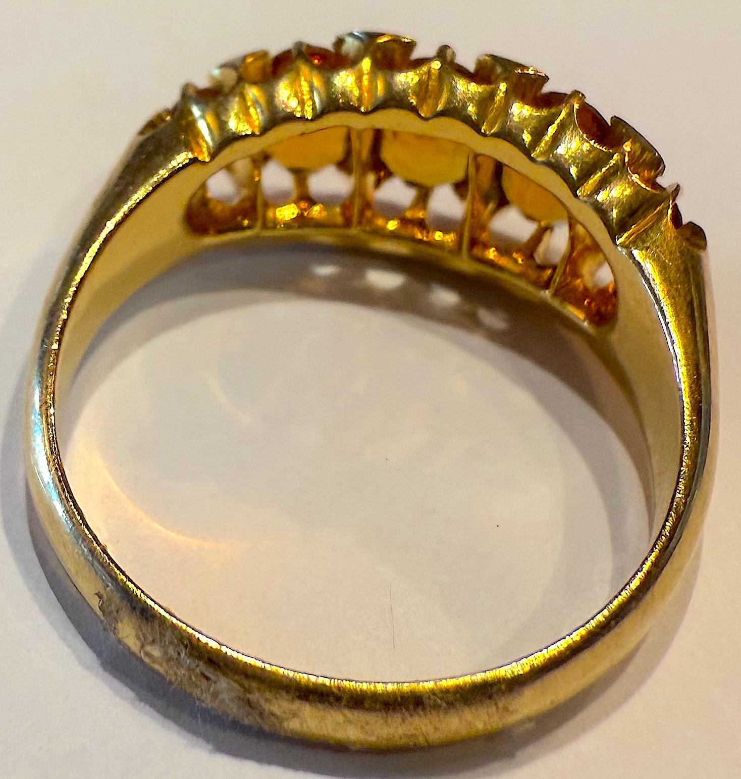Anello a cinque pietre di citrino con marchio 1907 Birmingham 18K in vendita 3