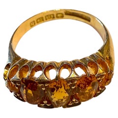 Bague Birmingham 18 carats à cinq pierres citrine poinçonnée 1907