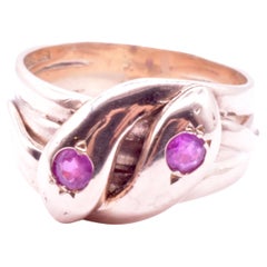 Hallmarked 1918 9K Ruby Double Headed Snake Ring