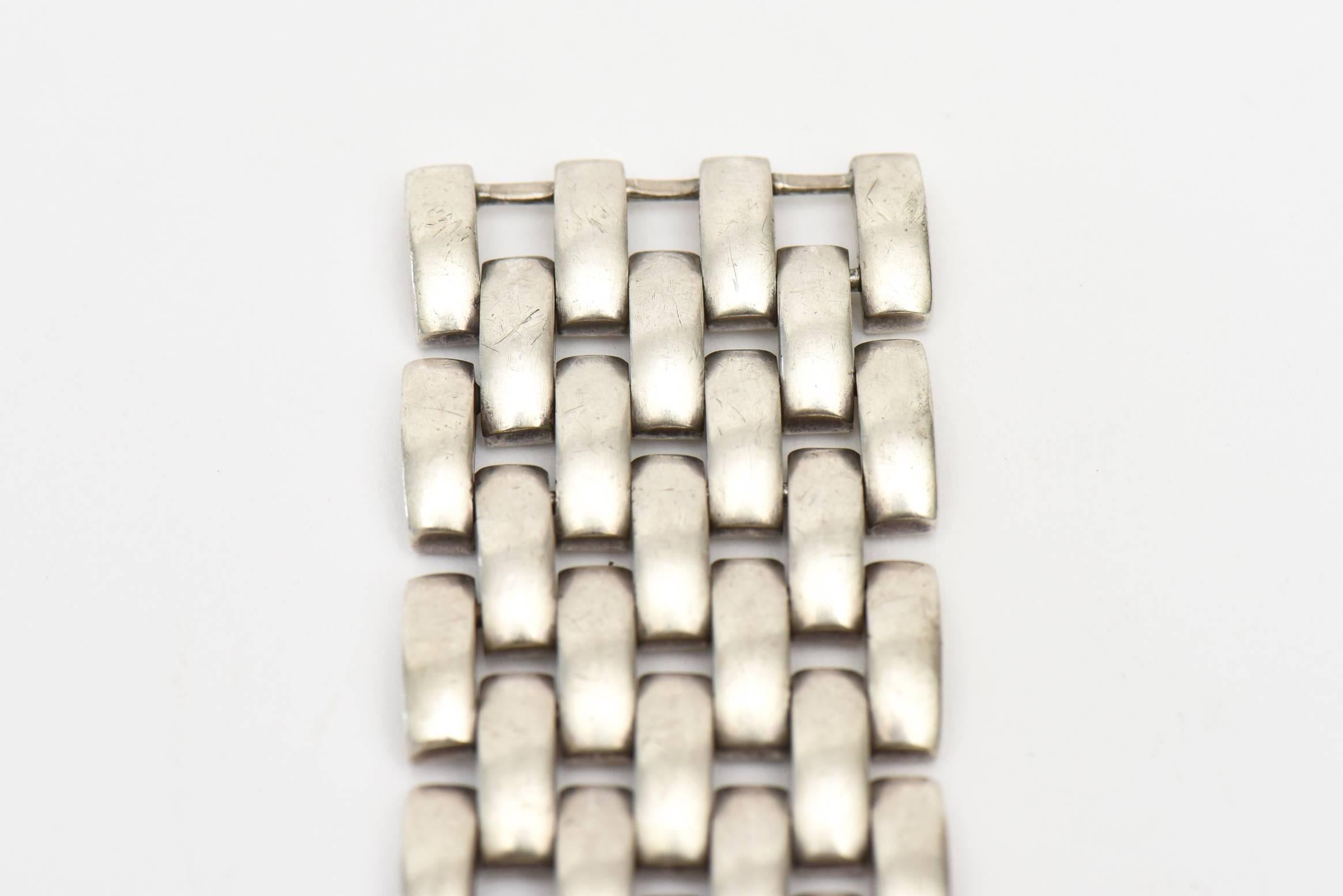 Women's  Sterling Silver Link Cuff Bracelet Vintage