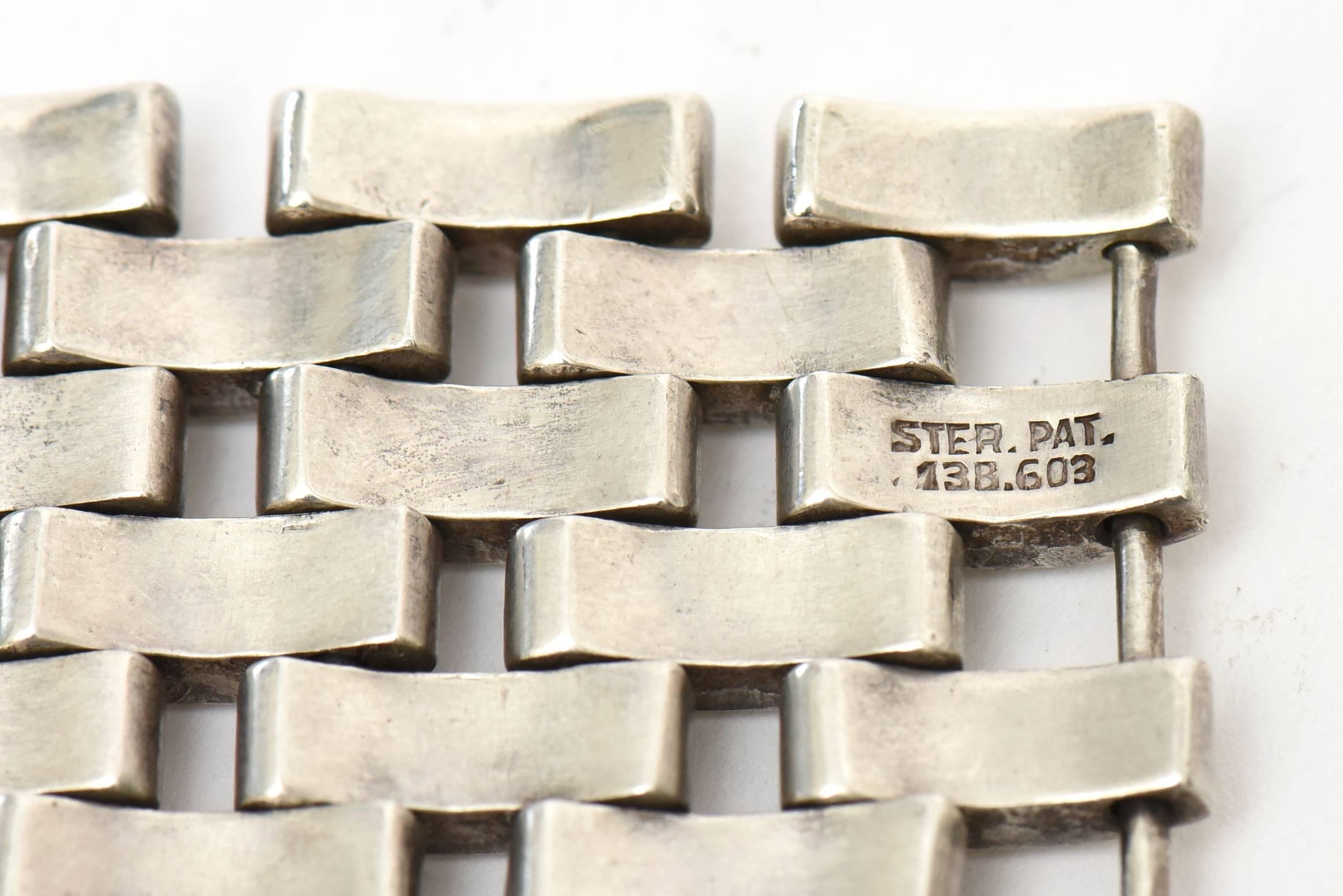  Sterling Silver Link Cuff Bracelet Vintage 3