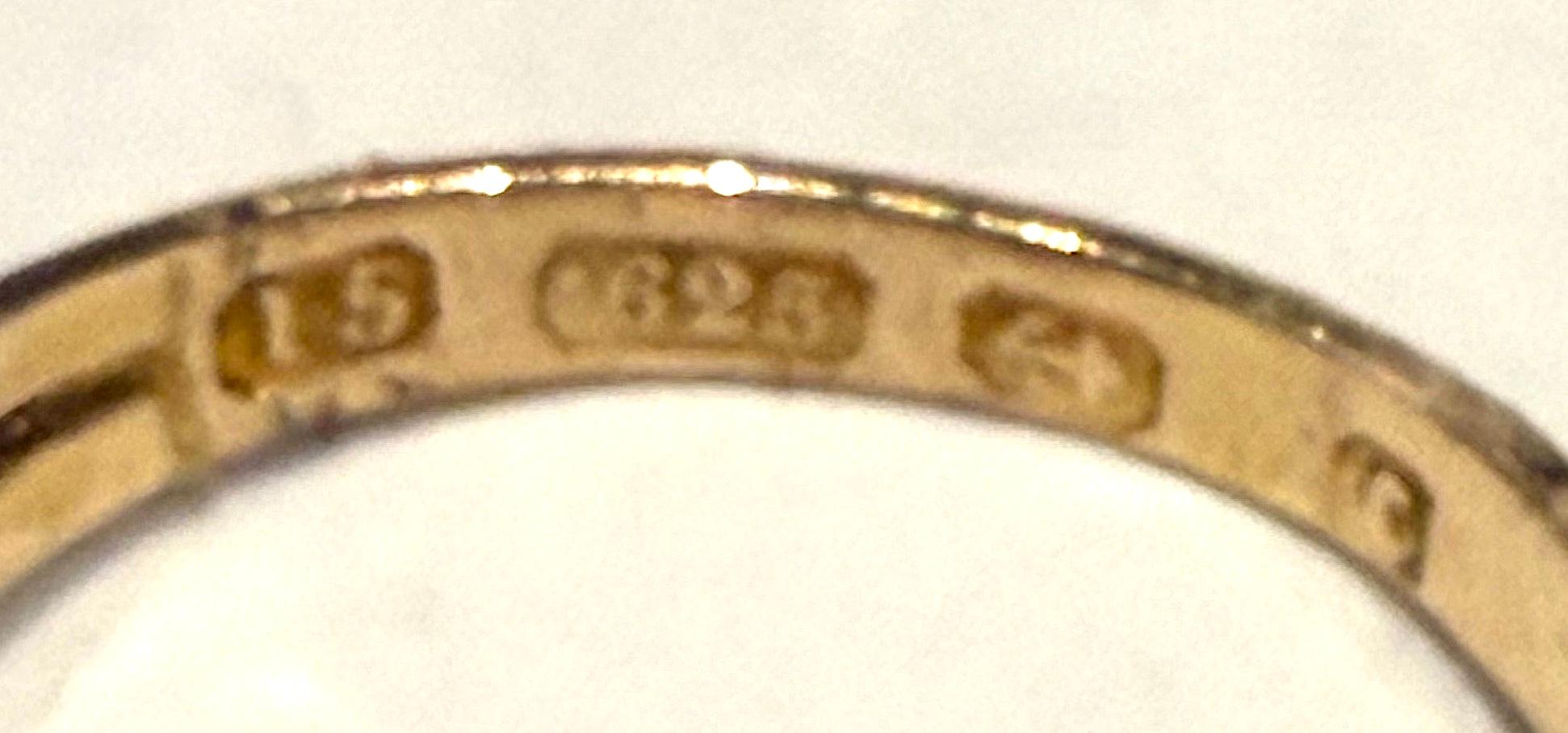 Hallmarked Birmingham 1877 15K opal and diamond 7 stone ring im Angebot 2