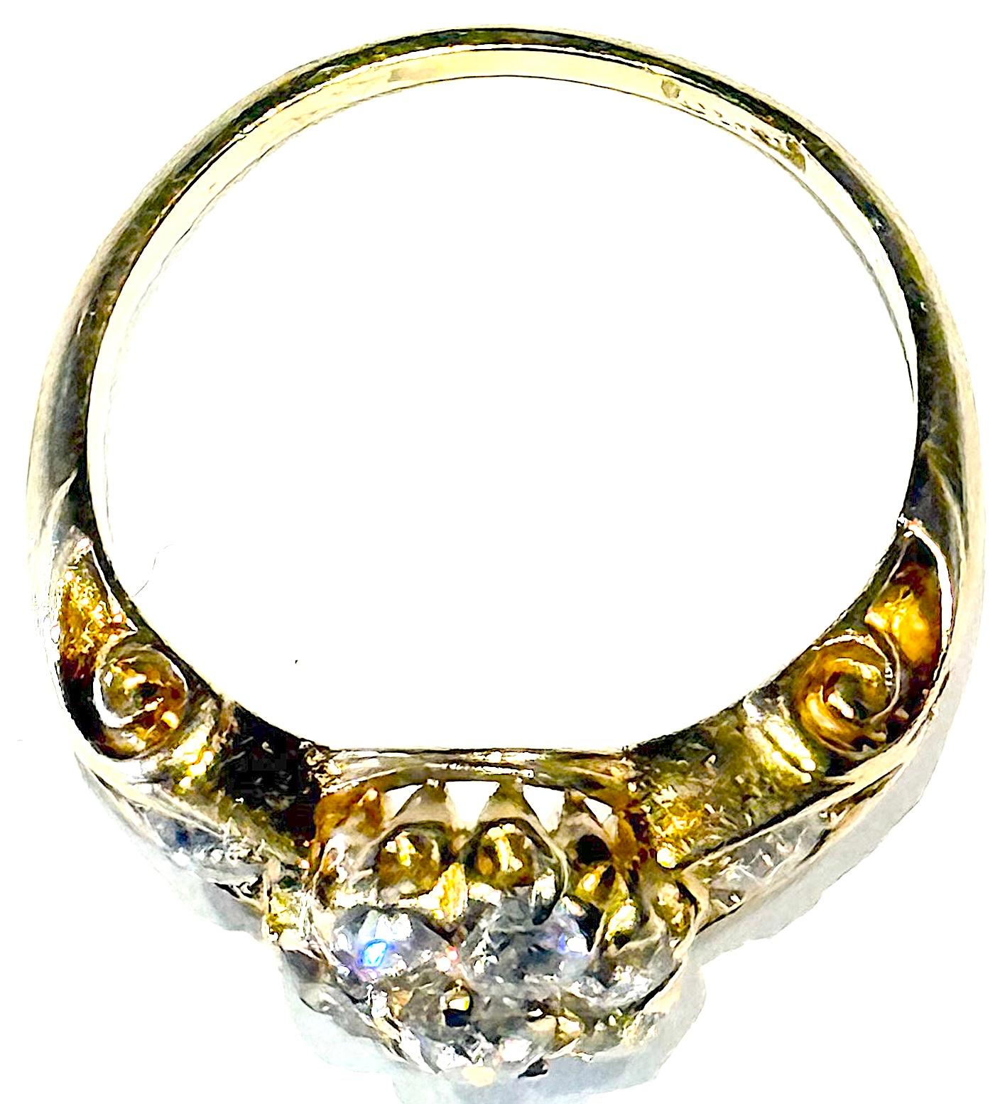 Anillo de pensamiento con racimo de diamantes de 18 quilates con sello de Birmingham de 1946 en venta 1