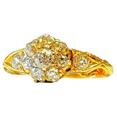 Hallmarked Birmingham 1946 18K diamond flower cluster  ring