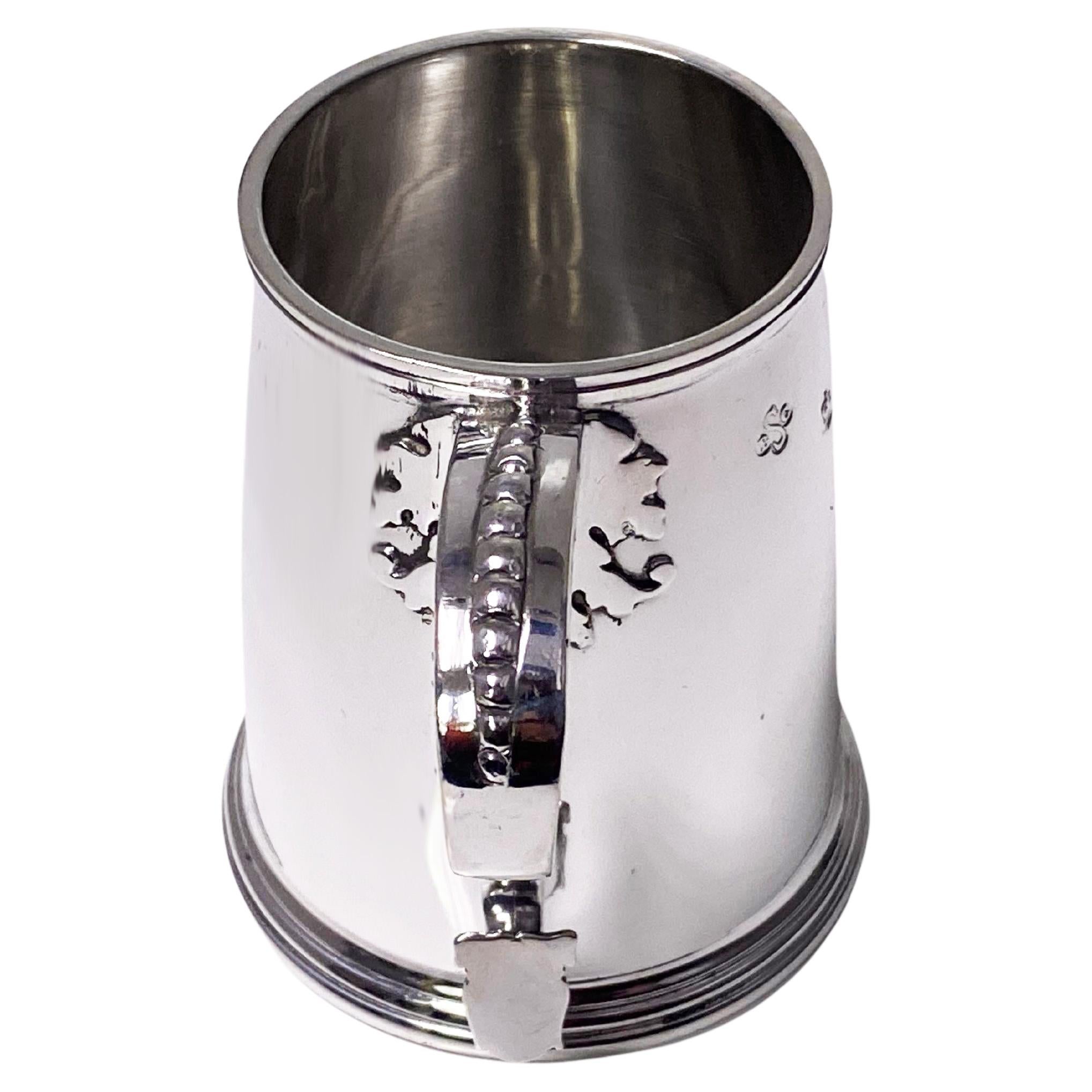 Hallmarked Britannia Standard '.950' Silver Small Tankard Cup In Good Condition In Toronto, Ontario