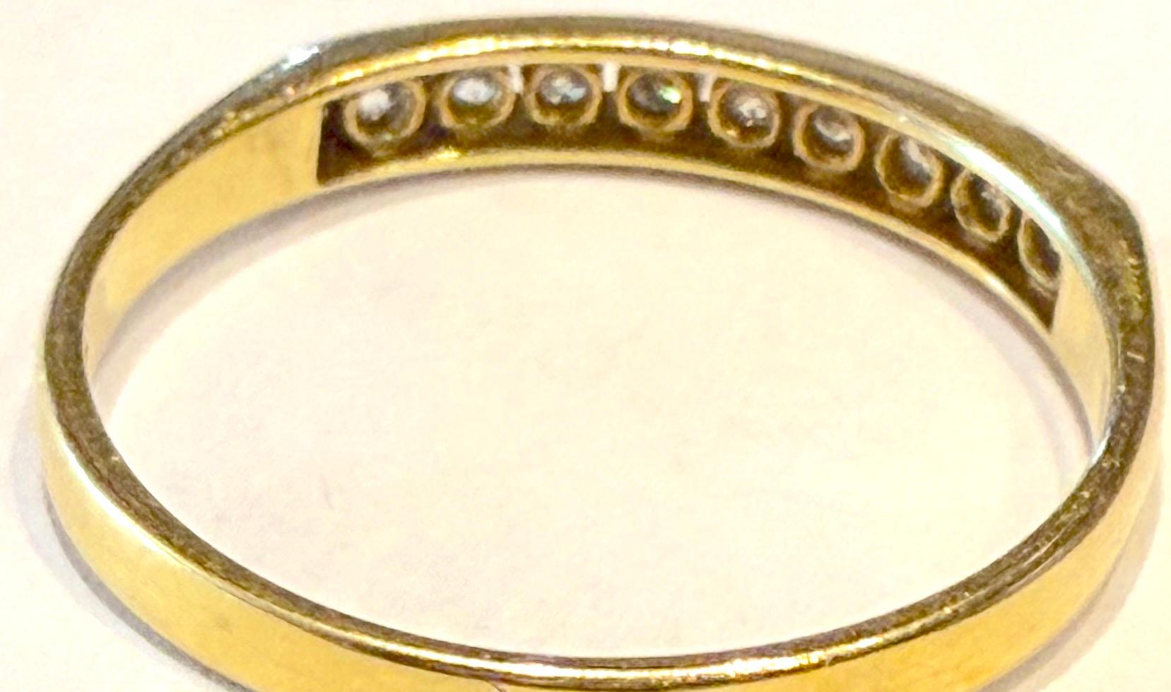 Taglio rotondo Anello a mezzo cerchio in oro giallo 18 carati con 9 diamanti taglio pieno, con marchio Glasgow 1912 in vendita