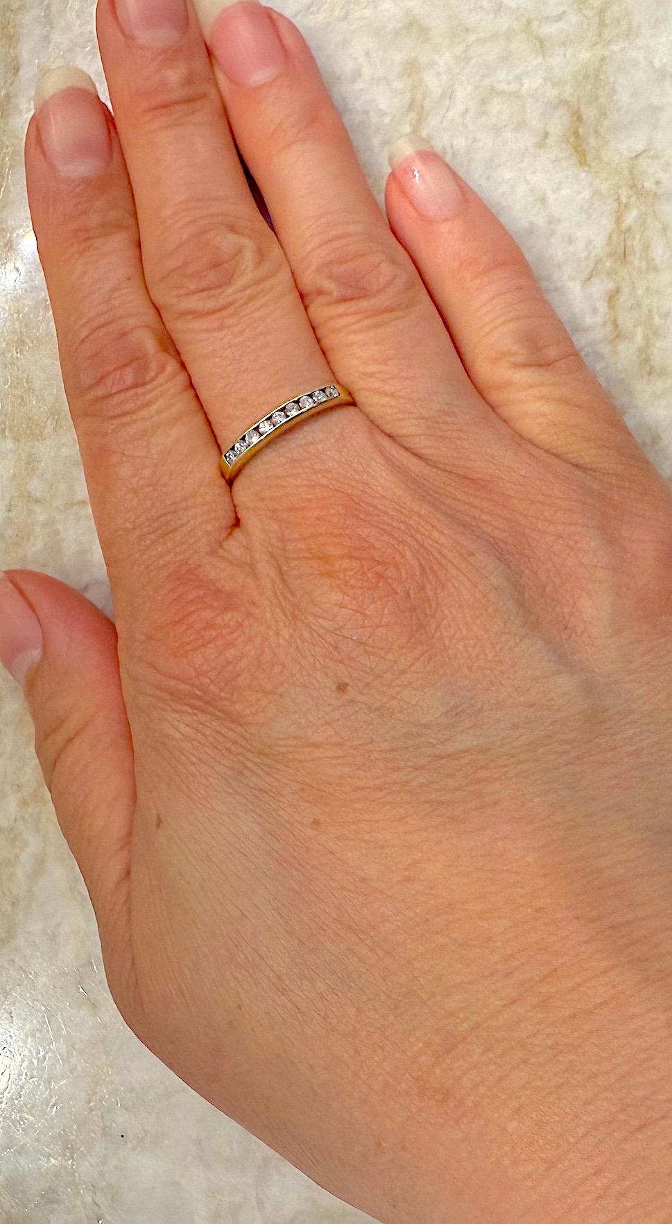 da uomo o donna Anello a mezzo cerchio in oro giallo 18 carati con 9 diamanti taglio pieno, con marchio Glasgow 1912 in vendita