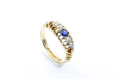Hallmarked Edwardian 18k Sapphire & Diamond half Hoop Ring