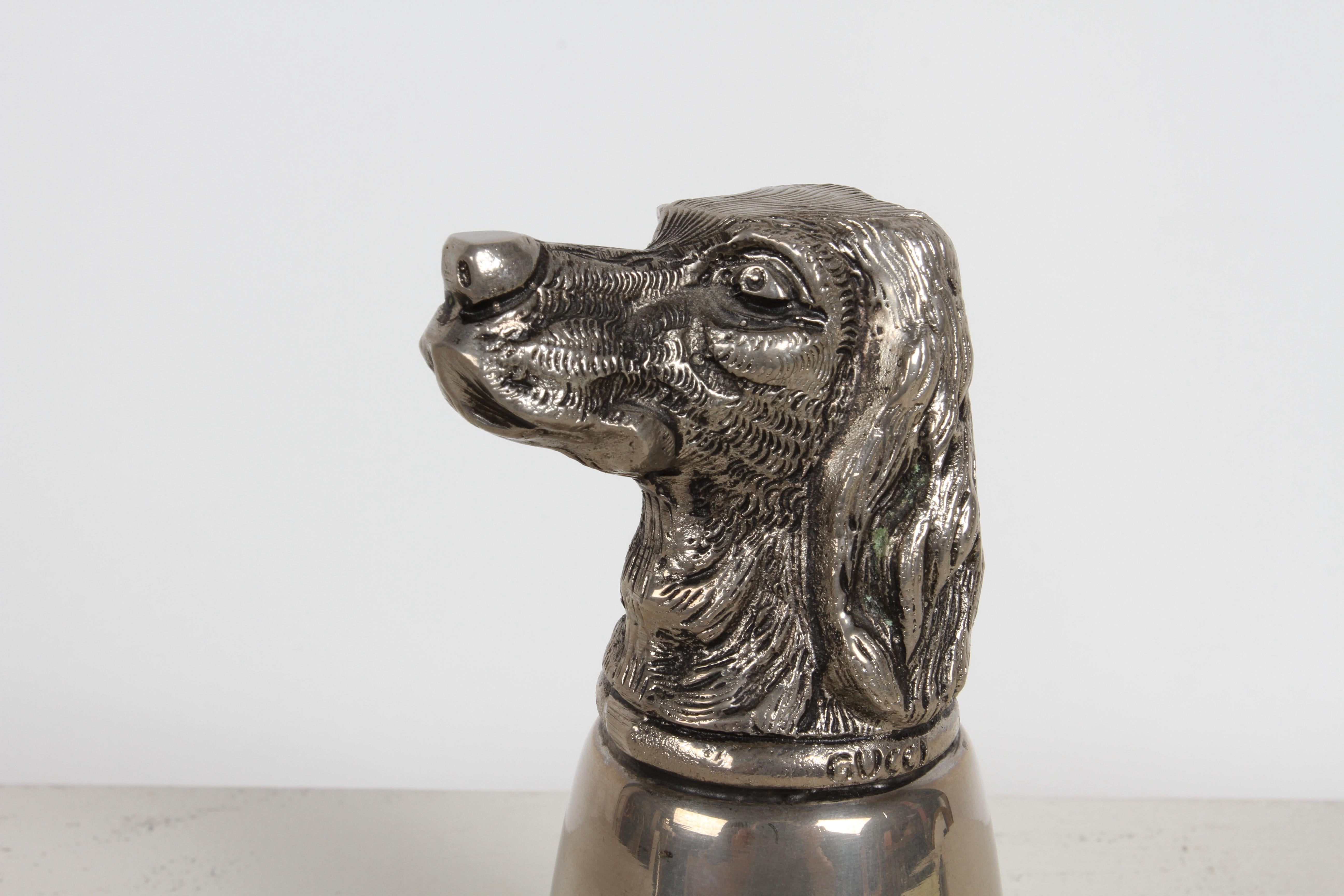 Armoire de bar à étrier « Dog Head » en métal argenté poinçonné Gucci - Italie - Hunt Club en vente 5