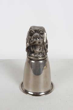 Hallmarked Gucci - Italy Silver-Plate "Dog Head" Stirrup Cup Barware - Hunt Club