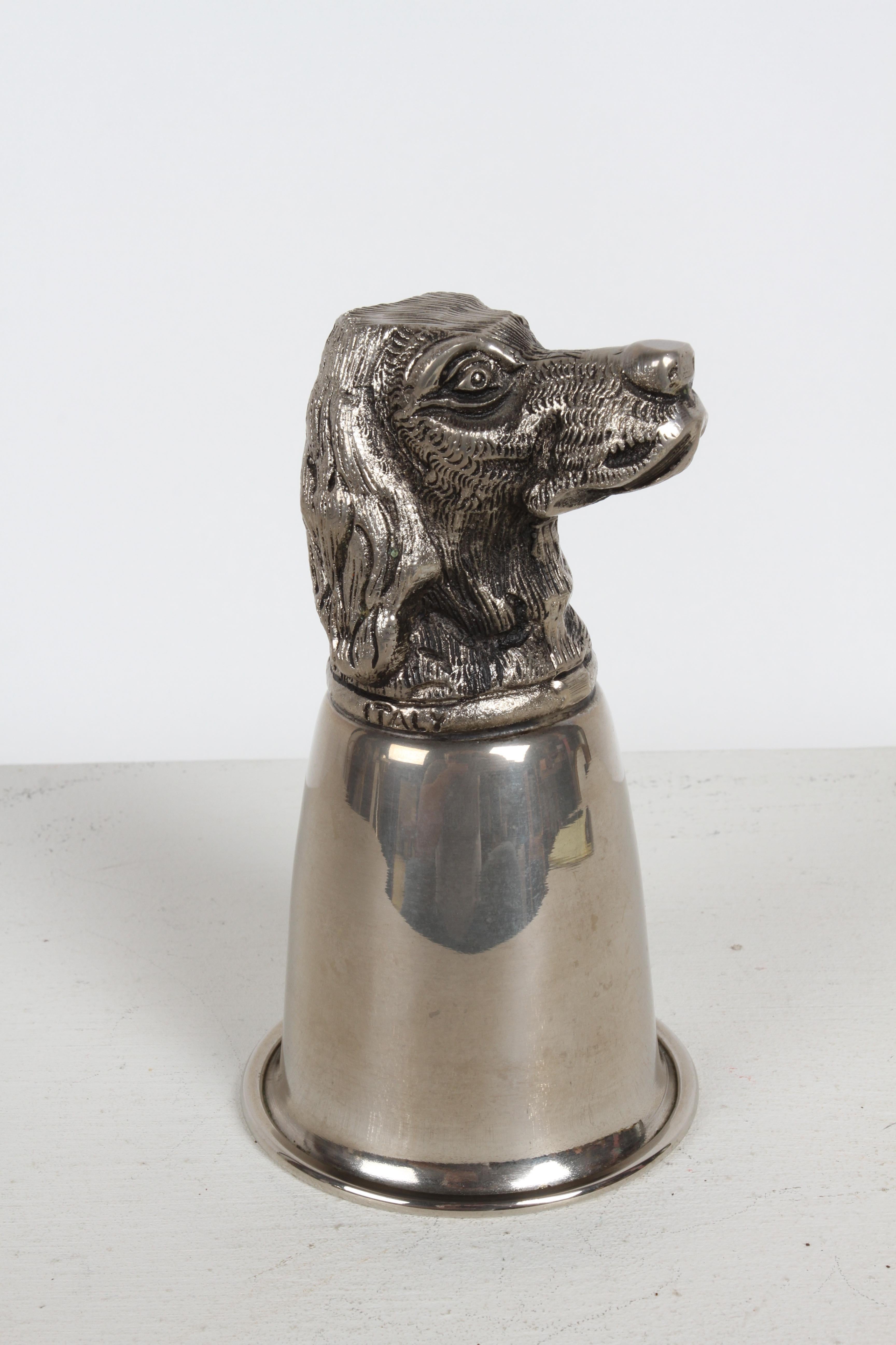 Moderne Armoire de bar à étrier « Dog Head » en métal argenté poinçonné Gucci - Italie - Hunt Club en vente