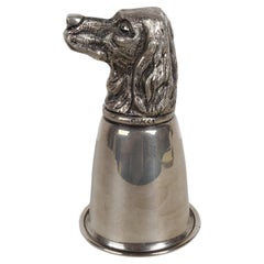 Antique Hallmarked Gucci - Italy Silver-Plate "Dog Head" Stirrup Cup Barware - Hunt Club