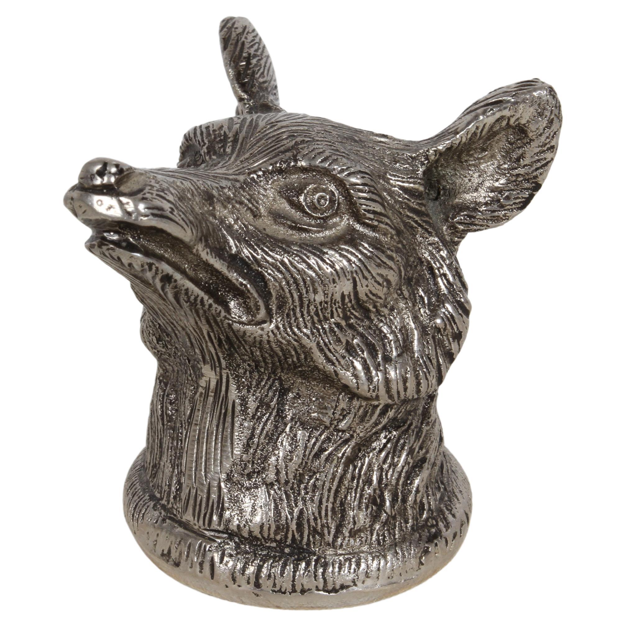 Hallmarked Gucci - Italien Silberblech „Fox Head“ Jagdflaschenöffner Barware, gestempelt  im Angebot