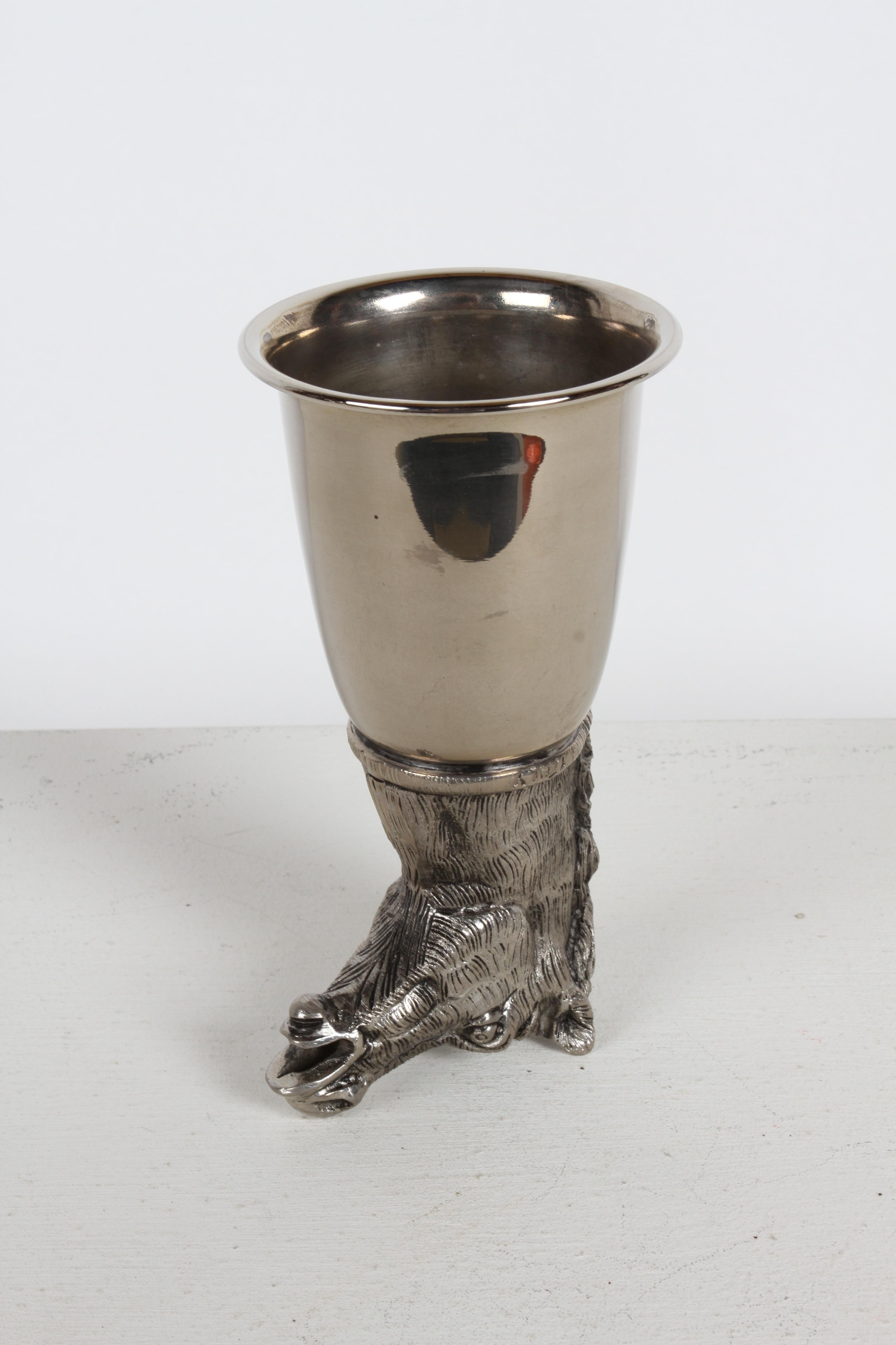 Hallmarked Gucci - Italy Silver-Plate Horse Head Stirrup Cup Barware - Hunt Club For Sale 9