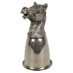 Vintage Hallmarked Gucci - Italy Silver-Plate Horse Head Stirrup Cup Barware - Hunt Club