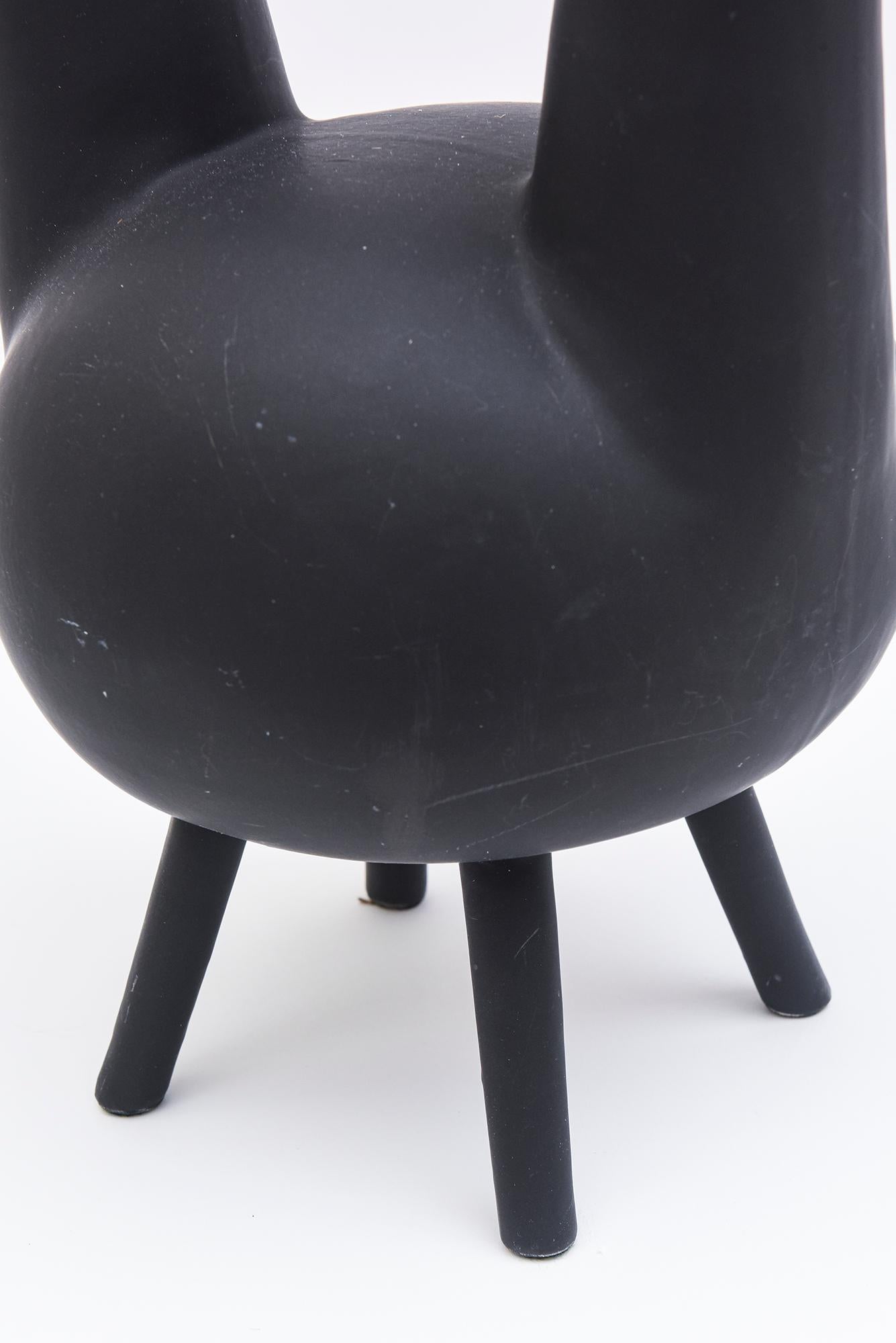  Pampaloni Gio Ponti Design Black Matt Ceramic Abstract Vessel Sculpture Italian 3