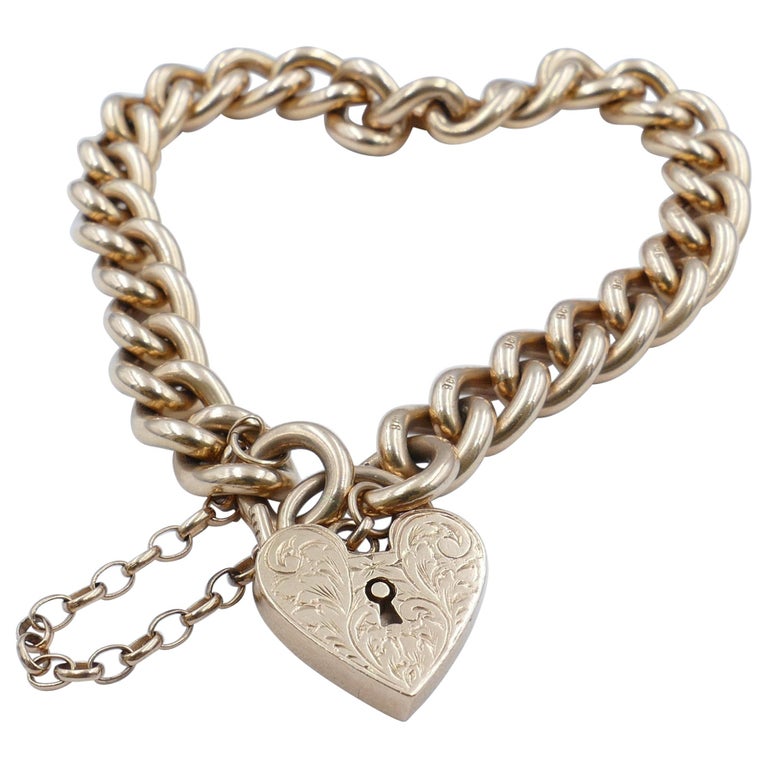 hallmarked-large-size-vintage-rose-gold-curb-link-bracelet-for-sale-at