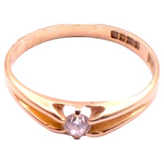 Hallmarked London 1918 18K stirrup shape round single stone diamond ring sz8 1/2