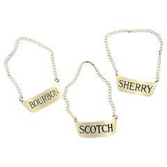 Vintage Hallmarked Sterling Silver Bourbon Scotch Sherry Decanter Badges Bottle Tags