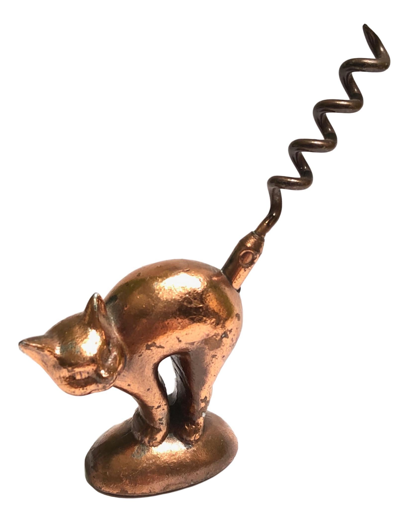 Classic early 1930s Austrian corkscrew in the form of a Halloween cat. Nice addition to your room or just for your collection of corkscrews. Found at an estate sale in Vienna, Austria.