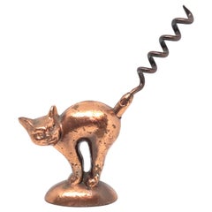 Vintage Halloween Cat Figural Animal Corkscrew, Metal, Vienna, Austria, 1930s